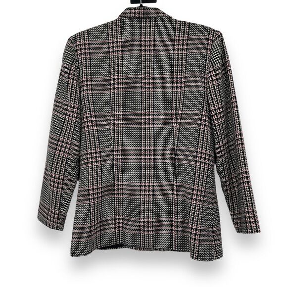 Vintage Classic Directions Blazer Wool Blend Pink And Gray Houndstooth Women's 8 - Picture 2 of 9